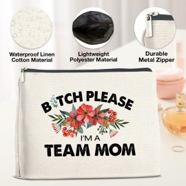 YeleY Team Mom - Team Mom Appreciation - Funny Team Mom Makeup Bag - I\'m a Team Mom Cosmetic Bag Makeup Zipper Pouch