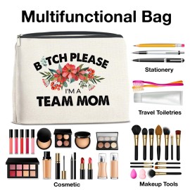 YeleY Team Mom - Team Mom Appreciation - Funny Team Mom Makeup Bag - I\'m a Team Mom Cosmetic Bag Makeup Zipper Pouch