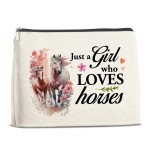 YeleY for Horse Lovers - Horse Gift Ideas - Horse Lovers Makeup Bag for Teen Girl - Just a Girl Who Loves Horses Cosmetic Bag Makeup Zipper Pouch