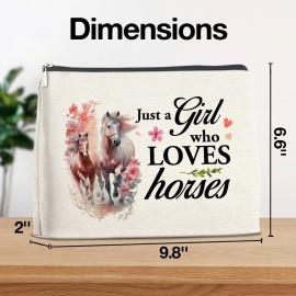 YeleY for Horse Lovers - Horse Gift Ideas - Horse Lovers Makeup Bag for Teen Girl - Just a Girl Who Loves Horses Cosmetic Bag Makeup Zipper Pouch