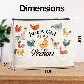 YeleY Chicken for - Chicken for Chicken Lovers Women - Pecker Lovers Makeup Bag for Bestie BFF Sister Daughter - Just a Women Who Loves Peckers Cosmetic Bag Makeup Zipper Pouch