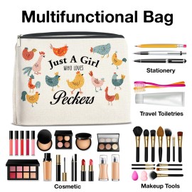 YeleY Chicken for - Chicken for Chicken Lovers Women - Pecker Lovers Makeup Bag for Bestie BFF Sister Daughter - Just a Women Who Loves Peckers Cosmetic Bag Makeup Zipper Pouch