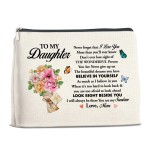 YeleY for Daughter - Daughter Gift From Mom - Meaningful Gift for Daughter - Daughter Makeup Bag - to My Daughter Cosmetic Bag Makeup Zipper Pouch