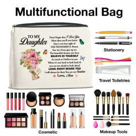 YeleY for Daughter - Daughter Gift From Mom - Meaningful Gift for Daughter - Daughter Makeup Bag - to My Daughter Cosmetic Bag Makeup Zipper Pouch YeleY for Daughter - Daughter Gift From Mom - Meaningful Gift for Daughter - Daughter Makeup Bag - to My Daughter Cosmetic Bag Makeup Zipper Pouch