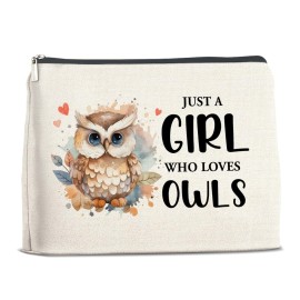YeleY Owls for Owl Lovers Owl Mom - Owl Ideas - Owl Lovers Makeup Bag for Teen Girl Daughter Sister Bestie - Just a Girl Who Loves Owls Cosmetic Bag Makeup Zipper Pouch