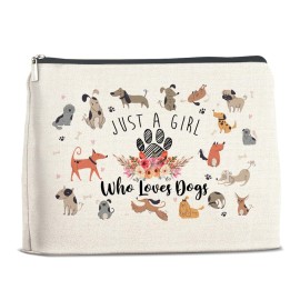 YeleY Dog Lady - for Dog Mom Dog Lovers - Dog Lovers Gift Makeup Bag for Daughter Granddaughter Sister Teen Girl - Just a Girl Who Loves Dogs Cosmetic Bag Makeup Zipper Pouch