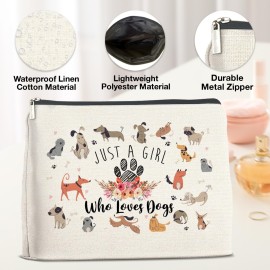 YeleY Dog Lady - for Dog Mom Dog Lovers - Dog Lovers Gift Makeup Bag for Daughter Granddaughter Sister Teen Girl - Just a Girl Who Loves Dogs Cosmetic Bag Makeup Zipper Pouch