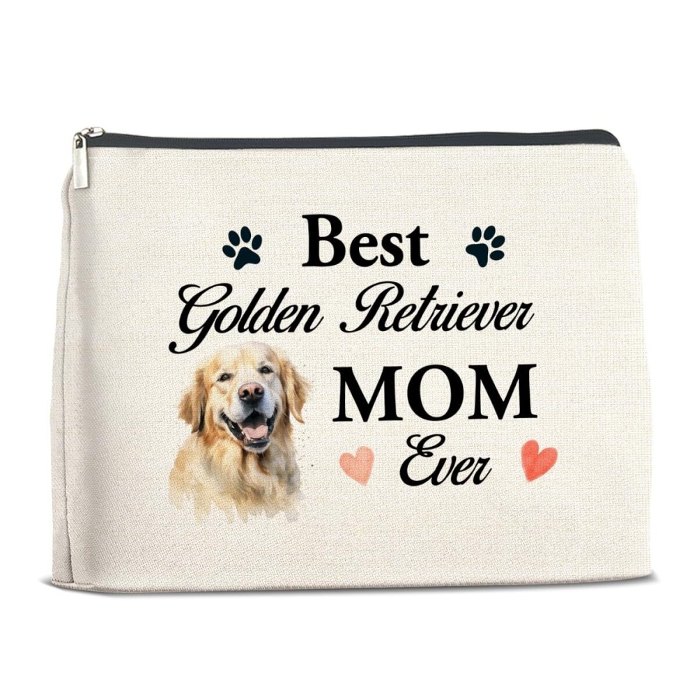 YeleY Golden Retriever for Women Makeup Bag - for Dog Mom Dog Lovers Teens Girl - Best Golden Retriever Dog Mom Ever Cosmetic Bag Makeup Zipper Pouch