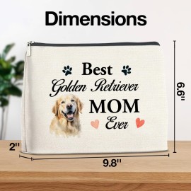 YeleY Golden Retriever for Women Makeup Bag - for Dog Mom Dog Lovers Teens Girl - Best Golden Retriever Dog Mom Ever Cosmetic Bag Makeup Zipper Pouch