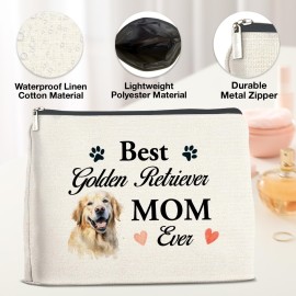 YeleY Golden Retriever for Women Makeup Bag - for Dog Mom Dog Lovers Teens Girl - Best Golden Retriever Dog Mom Ever Cosmetic Bag Makeup Zipper Pouch