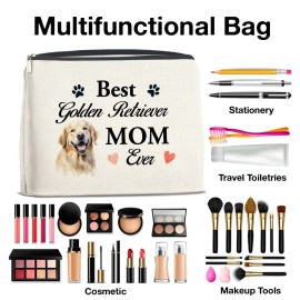YeleY Golden Retriever for Women Makeup Bag - for Dog Mom Dog Lovers Teens Girl - Best Golden Retriever Dog Mom Ever Cosmetic Bag Makeup Zipper Pouch