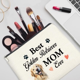 YeleY Golden Retriever for Women Makeup Bag - for Dog Mom Dog Lovers Teens Girl - Best Golden Retriever Dog Mom Ever Cosmetic Bag Makeup Zipper Pouch