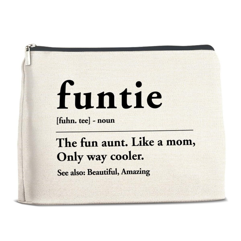 YeleY Funny Auntie - for Auntie Birthday Christmas Mother\'s Day - Auntie Gift Ideas - Auntie Makeup Bag - Funtie Definition Cosmetic Bag Makeup Zipper Pouch