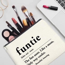 YeleY Funny Auntie - for Auntie Birthday Christmas Mother\'s Day - Auntie Gift Ideas - Auntie Makeup Bag - Funtie Definition Cosmetic Bag Makeup Zipper Pouch