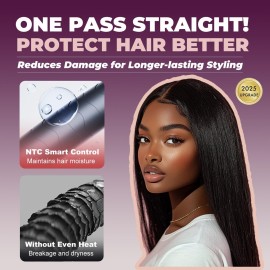 QHDJE Curler and Straightener 2 in 1 - Twist Straightening Curling Iron, Ceramic Coating & 15s Fast Heat, Dual Voltage for Traveling, Glove Include