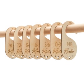 Baby Closet Dividers, Set of 7 Baby Clothes Organizer, Wooden Baby Closet Organizer for Nursery, Size Newborn to Toddler, Baby Clothes Dividers for Closet Hanging on Standard Rod