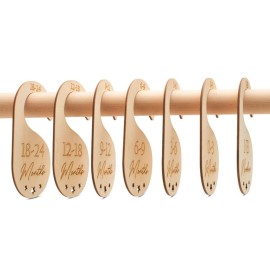 Baby Closet Dividers, Set of 7 Baby Clothes Organizer, Wooden Baby Closet Organizer for Nursery, Size Newborn to Toddler, Baby Clothes Dividers for Closet Hanging on Standard Rod