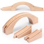 Kigley Wood Train Track Expansion Wooden Train Track Accessories Wooden Bridge for Most Major Toy Railway