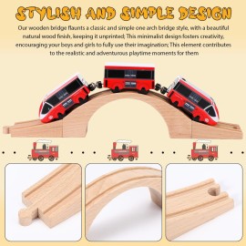 Kigley Wood Train Track Expansion Wooden Train Track Accessories Wooden Bridge for Most Major Toy Railway