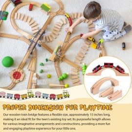 Kigley Wood Train Track Expansion Wooden Train Track Accessories Wooden Bridge for Most Major Toy Railway