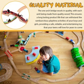 Kigley Wood Train Track Expansion Wooden Train Track Accessories Wooden Bridge for Most Major Toy Railway