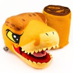 Jurassic World Dinosaur Head Armrest Buddy Stuffed Plush Traveling Toy with Blanket 13 - Kids Ultimate Travel Pillow Companion Set (T Rex)