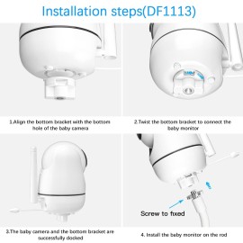 HOLACA Baby Monitor Mount Flexible Twist Stand for Hellobaby HB6550/HB6558/HB65/HB66/HB40/HB248 and Blemil Baby BL9052-2,JUAN2215 and VTimes302 Babymonitor Camera Other with 1/4Threaded Hole,ClipMount