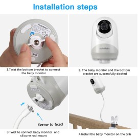 HOLACA Baby Monitor Mount Flexible Twist Stand for Hellobaby HB6550/HB6558/HB65/HB66/HB40/HB248 and Blemil Baby BL9052-2,JUAN2215 and VTimes302 Babymonitor Camera Other with 1/4Threaded Hole,ClipMount