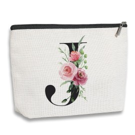 KDXPBZ Initial Makeup Bag - Personalized Gifts for Women, Bridesmaid & Birthday Gifts, Bride & Bridesmaid Cosmetic Bag (Letter J)