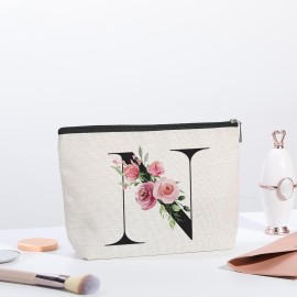 kdxpbpz Initial Makeup Bag, Personalized Gifts for Women, Bridesmaid Gifts, Birthday Gifts for Women Mom, Gifts for Best Friend, Bride Bridesmaid Cosmetic bag (Letter N)