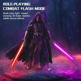 OSDUE Lightsaber for Kids, 7 Color Rechargeable Light Up Saber with FX Sound & Type-C Charging Cable, Expandable Light Swords for Star War Fighters Christmas New Years Children\'s Day Gifts - Sliver