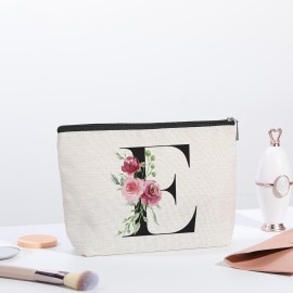 kdxpbpz Initial Makeup Bag, Personalized Gifts for Women, Bridesmaid Gifts, Birthday Gifts for Women Mom, Gifts for Best Friend, Bride Bridesmaid Cosmetic bag (Letter E)