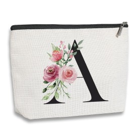 kdxpbpz Initial Make up Bag, Personalized Gifts for Women, Bridesmaid Gifts, Birthday Gifts for Women Mom, Gifts for Best Friend, Bride Bridesmaid Cosmetic bag (Letter A)