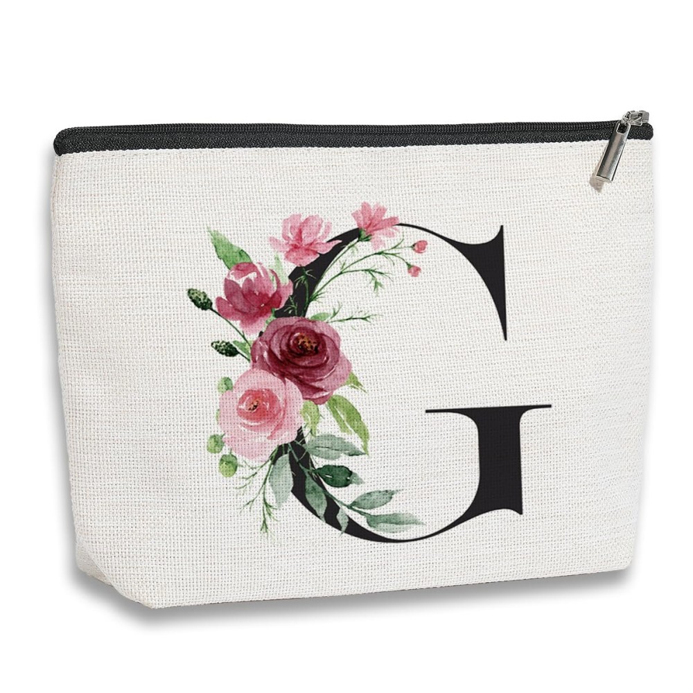 kdxpbpz Initial Makeup Bag, Personalized Gifts for Women, Bridesmaid Gifts, Birthday Gifts for Women Mom, Gifts for Best Friend, Bride Bridesmaid Cosmetic bag (Letter G)