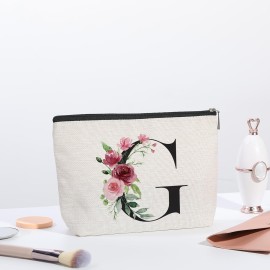 kdxpbpz Initial Makeup Bag, Personalized Gifts for Women, Bridesmaid Gifts, Birthday Gifts for Women Mom, Gifts for Best Friend, Bride Bridesmaid Cosmetic bag (Letter G)