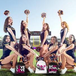 Huhumy 130 Pcs Cheerleader Gifts Cheerleader Party Favors Include 20 Cheerleading Bags, 20 Cheer Keychain, 20 Cheer Bracelets, 20 Hair Ties and 50 Cheerleader Stickers for Women Team Teammates