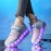 GIMKOUNN Roller Shoes with Wheels - LED Light Up Skates for Kids & Teens, Size 11.5 Pink