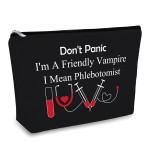 Phlebotomist Gifts for Women Makeup Bag Funny Nurses Phlebotomy Technician Graduation Gifts Black Cosmetic Bag Phlebotomist Appreciation Present Nurses Day Birthday Present Travel Zipper Pouch