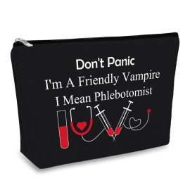 Phlebotomist Gifts for Women Makeup Bag Funny Nurses Phlebotomy Technician Graduation Gifts Black Cosmetic Bag Phlebotomist Appreciation Present Nurses Day Birthday Present Travel Zipper Pouch