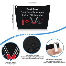 Phlebotomist Gifts for Women Makeup Bag Funny Nurses Phlebotomy Technician Graduation Gifts Black Cosmetic Bag Phlebotomist Appreciation Present Nurses Day Birthday Present Travel Zipper Pouch