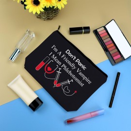 Phlebotomist Gifts for Women Makeup Bag Funny Nurses Phlebotomy Technician Graduation Gifts Black Cosmetic Bag Phlebotomist Appreciation Present Nurses Day Birthday Present Travel Zipper Pouch