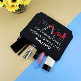 Phlebotomist Gifts for Women Makeup Bag Funny Nurses Phlebotomy Technician Graduation Gifts Black Cosmetic Bag Phlebotomist Appreciation Present Nurses Day Birthday Present Travel Zipper Pouch