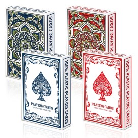 Metsyth Plastic Playing Cards 2 Pack Waterproof Poker Card,Jumbo Large Print Playing Cards for Adults Seniors,2 Decks of Cards Set Poker Size Cards for Fun Card Game