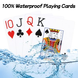 Metsyth Plastic Playing Cards 2 Pack Waterproof Poker Card,Jumbo Large Print Playing Cards for Adults Seniors,2 Decks of Cards Set Poker Size Cards for Fun Card Game
