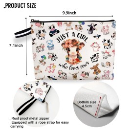 jepuyaya Cows Print Makeup Bag Gifts for Women,Cows Cosmetic Bag for Girls,Best Gifts for Cows Lovers,Just A Girl Who Loves Cows,Cows Lovers Christmas Birthday Gifts 6JM243