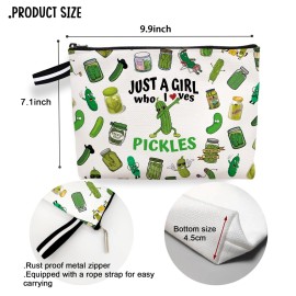 jepuyaya Pickle Cosmetic Bag Funny Gift for Girl Women Makeup Bag, Just A Girl Who Loves Pickles, Pickles Zipper Pouch Bag for Christmas Birthday Gifts6JM244 jepuyaya Pickle Cosmetic Bag Funny Gift for Girl Women Makeup Bag, Just A Girl Who Loves Pickles, Pickles Zipper Pouch Bag for Christmas Birthday Gifts6JM244