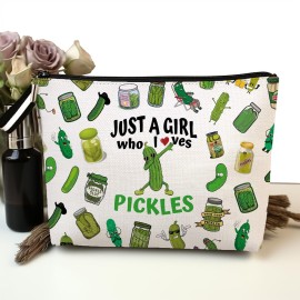 jepuyaya Pickle Cosmetic Bag Funny Gift for Girl Women Makeup Bag, Just A Girl Who Loves Pickles, Pickles Zipper Pouch Bag for Christmas Birthday Gifts6JM244 jepuyaya Pickle Cosmetic Bag Funny Gift for Girl Women Makeup Bag, Just A Girl Who Loves Pickles, Pickles Zipper Pouch Bag for Christmas Birthday Gifts6JM244