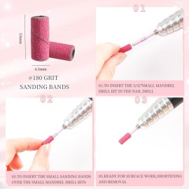 heemeei Small Sanding Bands for Nail Drill, 100Pcs Mini Sanding Bands 180 Medium Grits with Upgrade Design 3.1mm Mandrel Bits for Acrylic Nails Gel Manicures and Pedicure (Pink) heemeei Small Sanding Bands for Nail Drill, 100Pcs Mini Sanding Bands 180 Medium Grits with Upgrade Design 3.1mm Mandrel Bits for Acrylic Nails Gel Manicures and Pedicure (Pink)