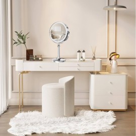 9 Large Make up Vanity Mirror with Lights Chrome Two Way Mirror 1x/10x Magnifying Mirror with Light and Stand 4000mAh Rechargeable Led Makeup Mirror for Desk Dresser Table