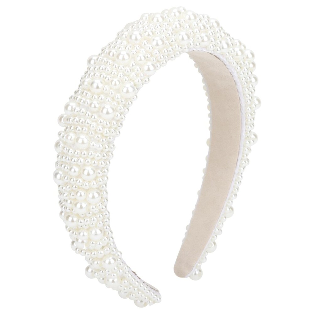 ACO-UINT Pearl Headband for Women, White Faux Pearl Bridal Headband, Padded Wedding Hair Accessory ACO-UINT Pearl Headband for Women, White Faux Pearl Bridal Headband, Padded Wedding Hair Accessory